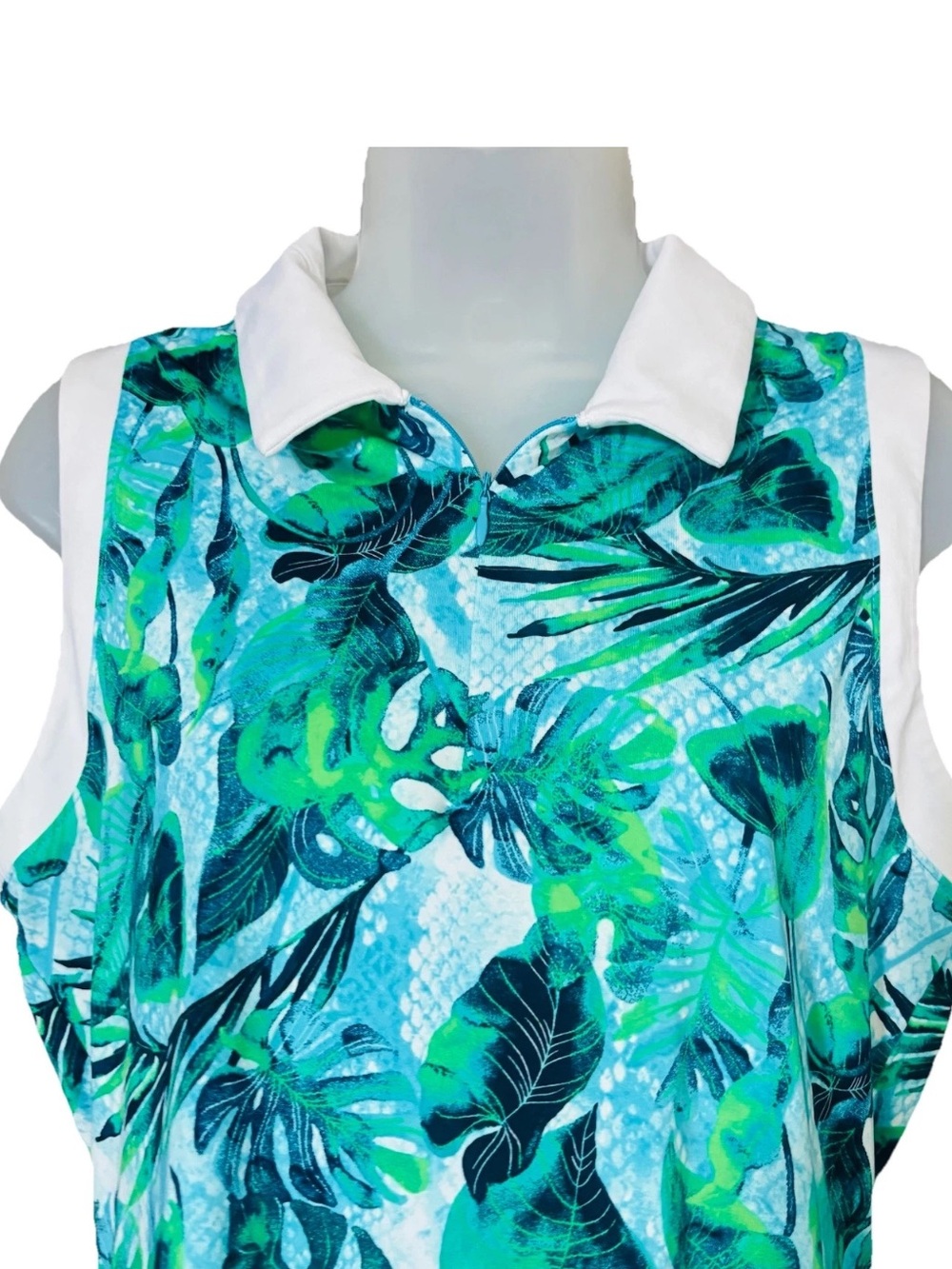 Tommy Bahama Golf Polo Shirt Size L Blue Green Tropical Performance 1/4 Zip - Picture 2 of 9